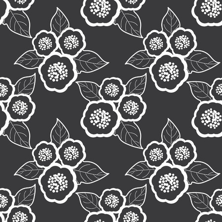 A vector seamless black and white floral bouquet on chalkboard.のイラスト素材