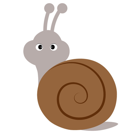 Vector cute cartoon snail. Snail clipart.  Baby snail vector illustrationのイラスト素材