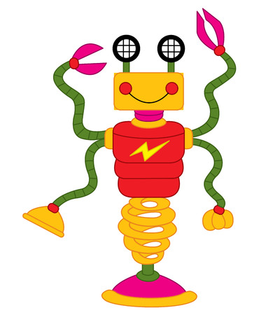 Vector colorful cute cartoon robot. Robot vector illustration.のイラスト素材