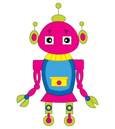 Vector colorful cute cartoon robot. Robot vector illustration.のイラスト素材