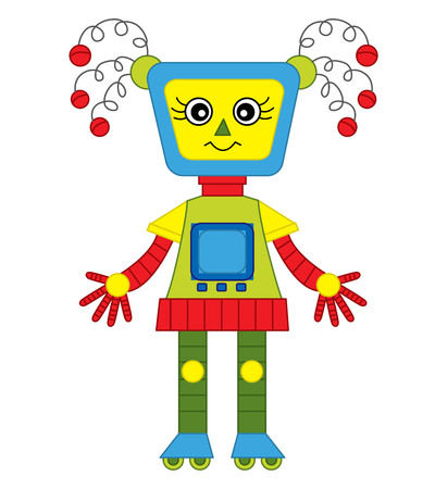 Vector colorful cute girl robot. Robot vector illustration.のイラスト素材