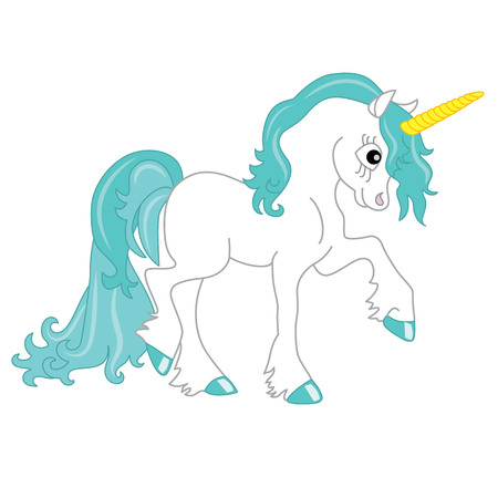 Vector cute unicorn with turquoise maneのイラスト素材