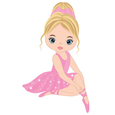 Vector cute little ballerina. Vector ballerina girl in pink dress. Ballerina vector illustrationのイラスト素材