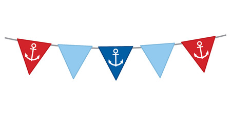Vector nautical bunting with anchor on white background. Nautical flags vector illustration.のイラスト素材