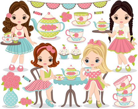 Tea party girls.のイラスト素材