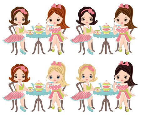Tea party girls.のイラスト素材