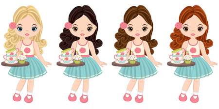 Tea party girls.のイラスト素材