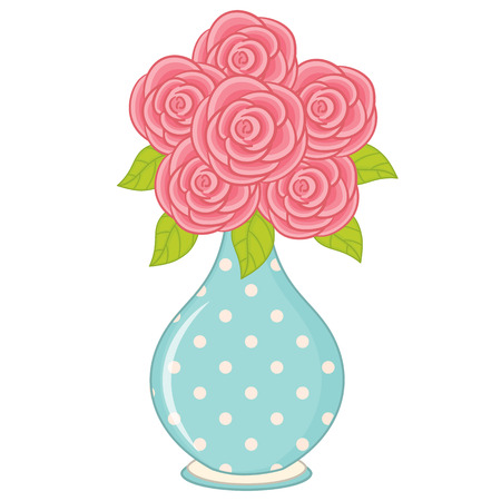 Roses in vase illustration.のイラスト素材