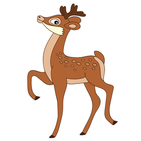 Cute cartoon baby deer standing. Deer illustrationのイラスト素材