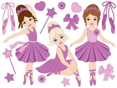 Three beautiful ballerinas.のイラスト素材