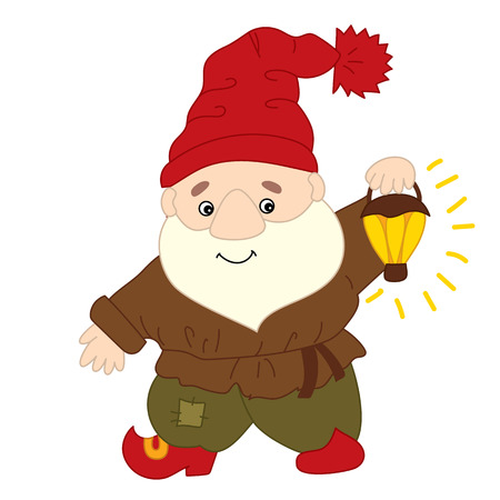 Cute cartoon colorful happy gnome.のイラスト素材