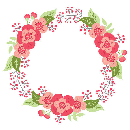 Floral wreath with leaves and flowers.のイラスト素材