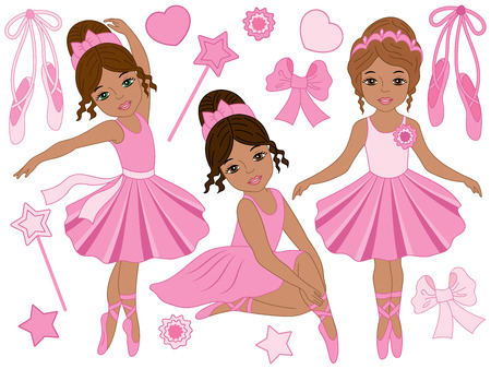 Ballerinas in pink dancing.のイラスト素材