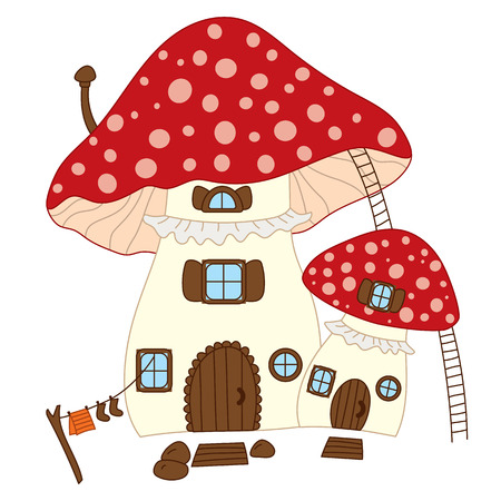 Cute mushroom house.のイラスト素材