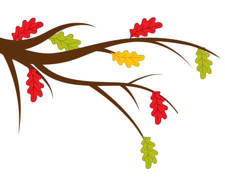 Vector branch with autumn oak leaves. Branch with oak leaves vector illustrationのイラスト素材