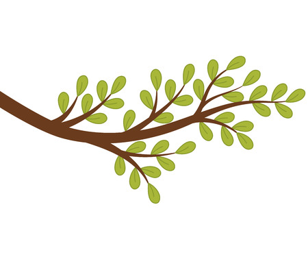 Vector tree branch with green leaves. Vector tree branch. Tree branch with leaves vector illustrationのイラスト素材