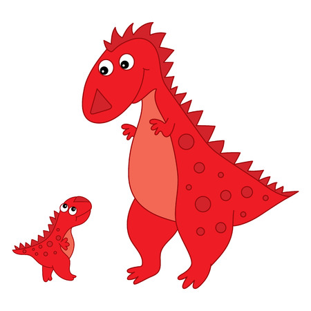 Vector cute cartoon dinosaur with little baby. Vector dino. Dinosaurs vector illustration.のイラスト素材