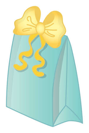 Pastel Turquoise Gift Box Decorated with Yellow Bowのイラスト素材