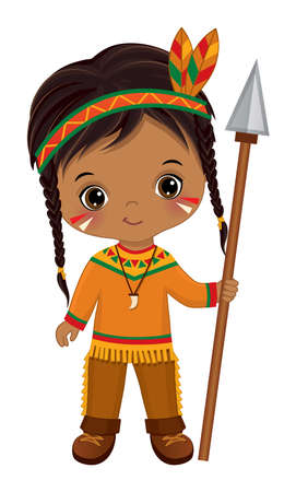 Cute Little Native American Indian Boy with Arrowのイラスト素材