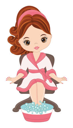 Beautiful Young Spa Girl Doing Pedicureのイラスト素材