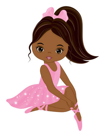 Beautiful African American in Pink Tutu Dressのイラスト素材