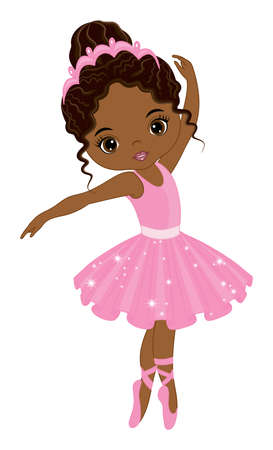 Beautiful African American Ballerina Dancingのイラスト素材