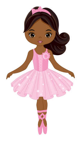 Beautiful African American Ballerina Dancingのイラスト素材