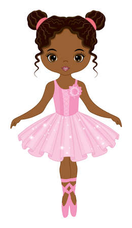 Beautiful African American Ballerina Dancingのイラスト素材