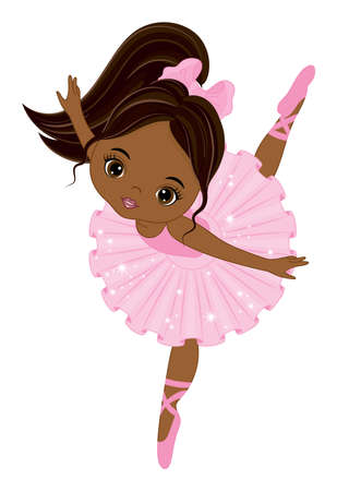 Beautiful African American Ballerina Dancingのイラスト素材