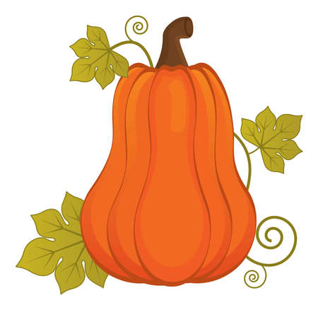Orange Pumpkin with Leaves. Halloween Pumpkinのイラスト素材