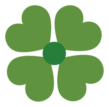 Isolated Heart Shape Green Shamrock Flower. Vector St. Patrick Shamrockのイラスト素材