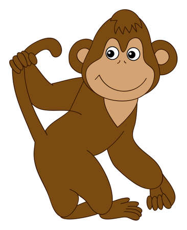 Cute Baby Monkey Standing. Vector Baby Monkeyのイラスト素材