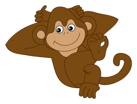Cute Baby Monkey Resting. Vector Baby Monkeyのイラスト素材
