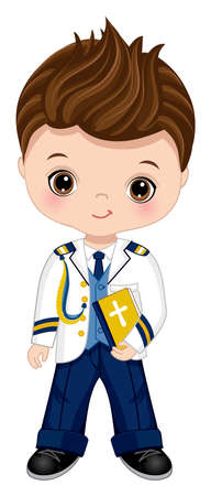 First Communion Spanish Admiral. Vector Little Cute Boy 1st Communionのイラスト素材