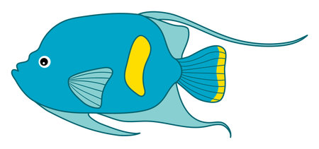 Cute Isolated Tropical Turquoise Fish
