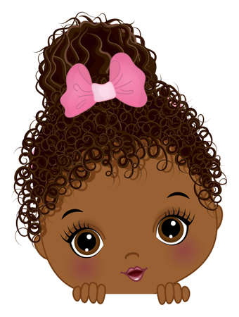 Cute African American Baby Girl Playing Peekabooのイラスト素材