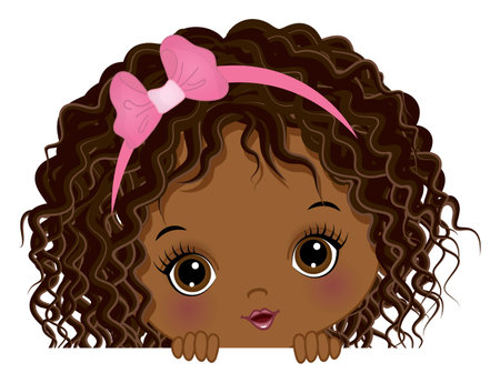 Cute African American Baby Girl Playing Peekabooのイラスト素材