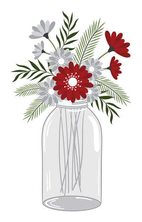 Floral Christmas Bouquet In Mason Jarのイラスト素材