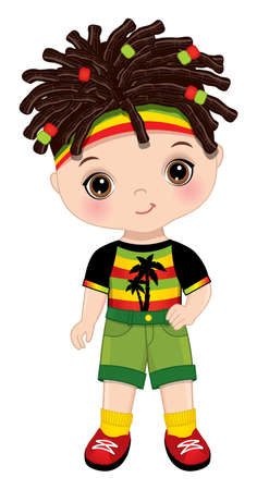Cute Little Reggae Boy with Dreadlocksのイラスト素材