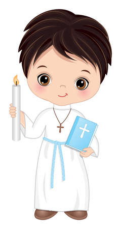 First Communion for Boy. Vector 1st Communion for Cute Little Boyのイラスト素材