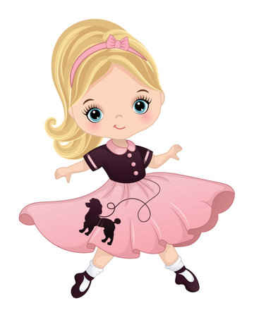 Vector Carton Sock Hop Fifties Dancing Girlのイラスト素材