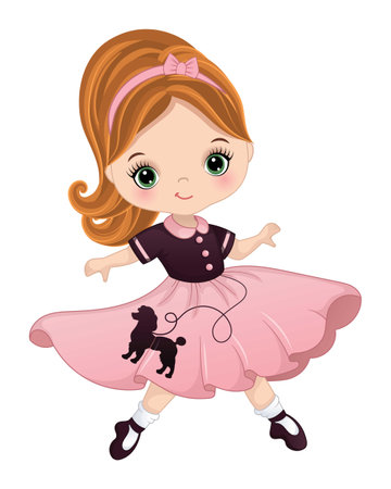 Vector Carton Sock Hop Fifties Dancing Girlのイラスト素材