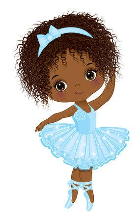 Vector Little African American Ballerina Dancingのイラスト素材