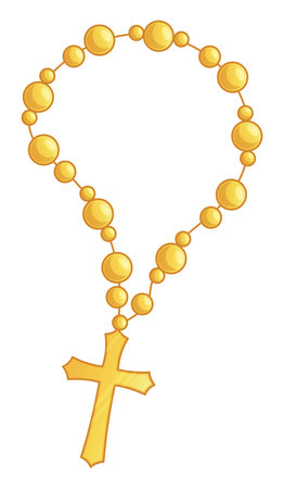 Vector Catholic Rosary Beads with Crossのイラスト素材
