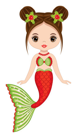 Vector Beautiful Christmas Mermaidのイラスト素材