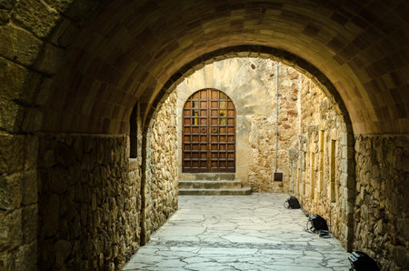 Typical street in the city of Pals in Girona. Spainの写真素材