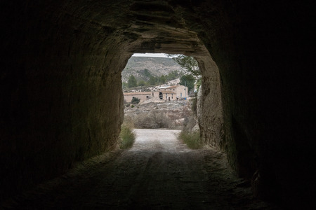 Tunel in the middle of the roadの写真素材