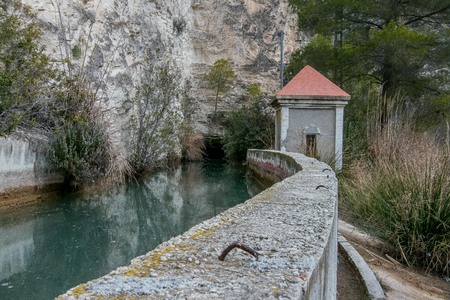 Pass by the small dam of the Rio Mundo in Albacete. Spainの写真素材