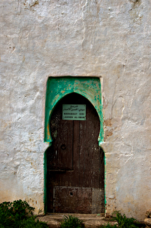 MARCH 2011: A typical decorated door of a residential house in Moroccoのeditorial素材