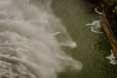 Spain. Dam of the swamp of Aguilar de Campoo discharging waterの写真素材